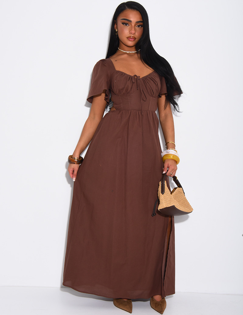 Robe style champêtre en lin...