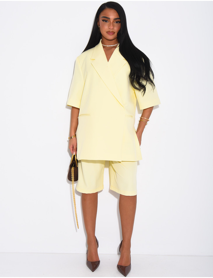 Premium short-sleeved blazer and Bermuda shorts set