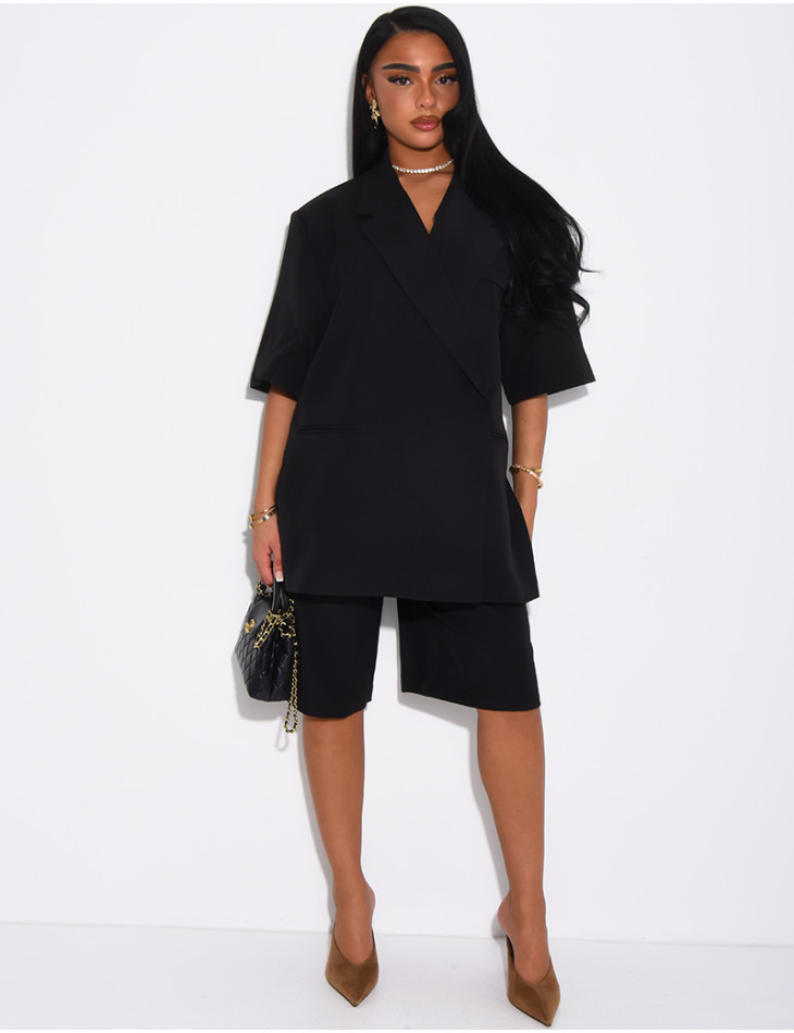 Ensemble bermuda de tailleur et blazer premium à manches courtes