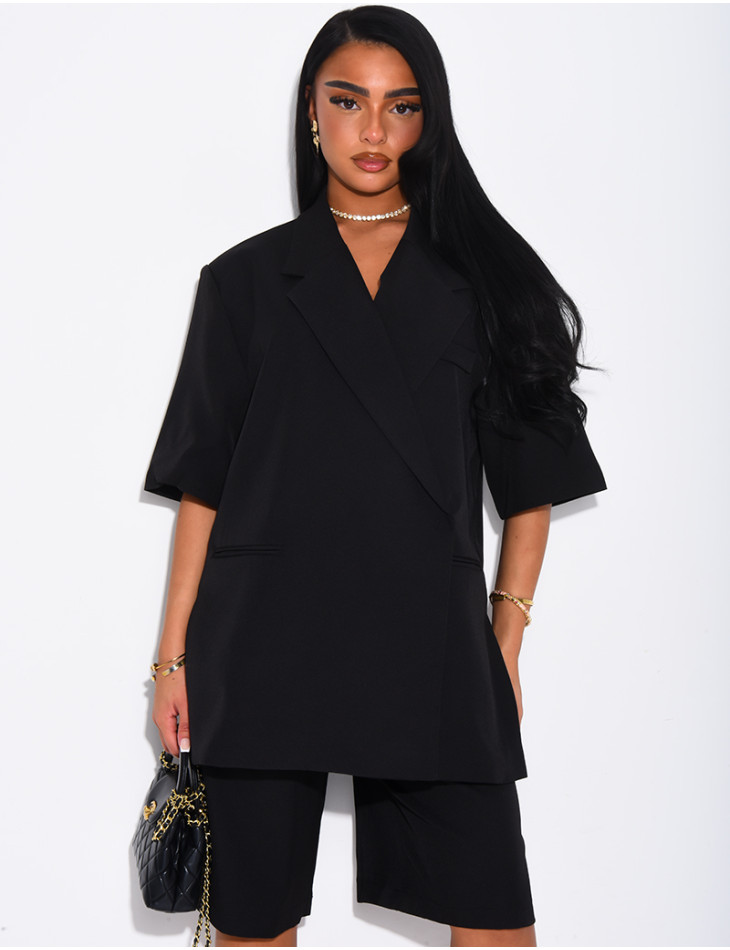 Ensemble bermuda de tailleur et blazer premium à manches courtes