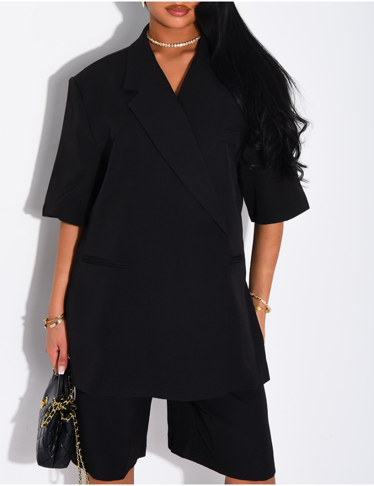 Ensemble bermuda de tailleur et blazer premium à manches courtes