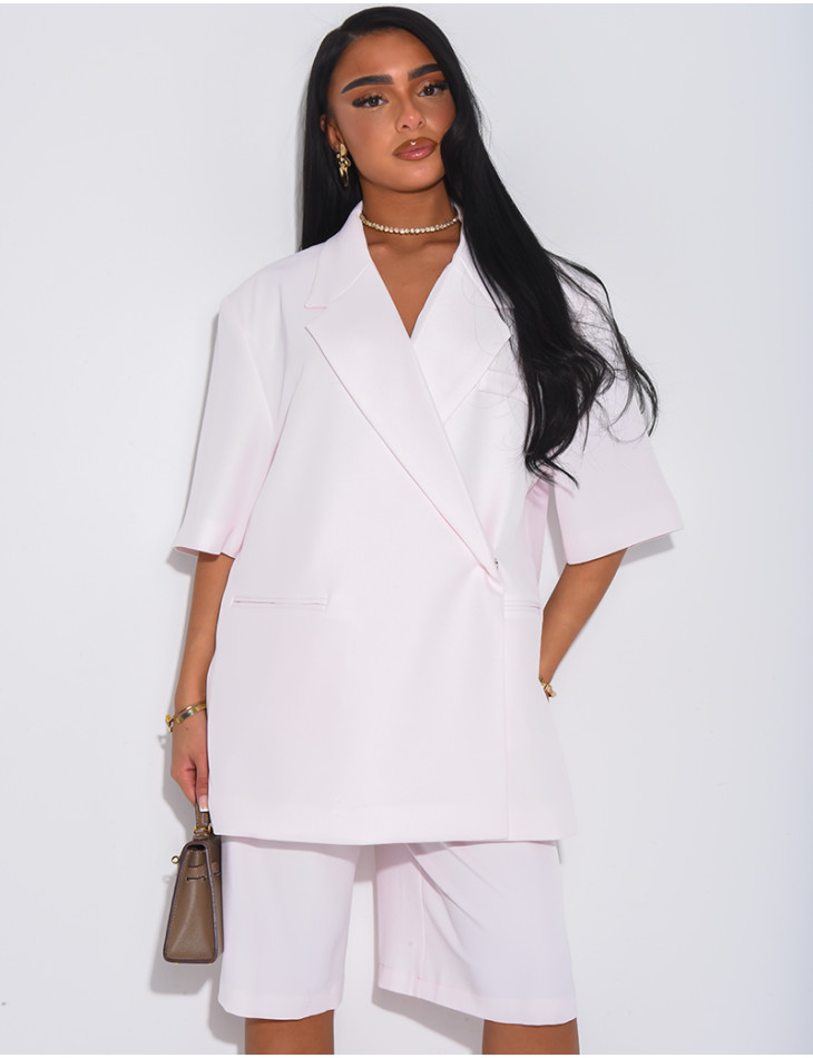 Ensemble bermuda de tailleur et blazer premium à manches courtes