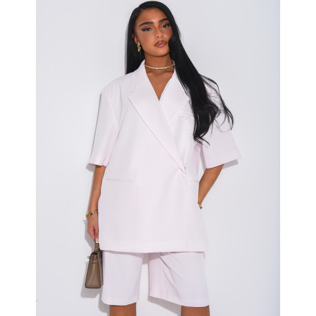 Ensemble bermuda de tailleur et blazer premium à manches courtes