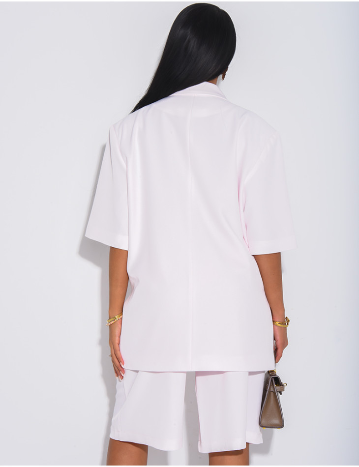 Ensemble bermuda de tailleur et blazer premium à manches courtes