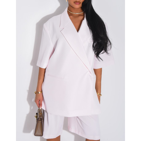 Ensemble bermuda de tailleur et blazer premium à manches courtes