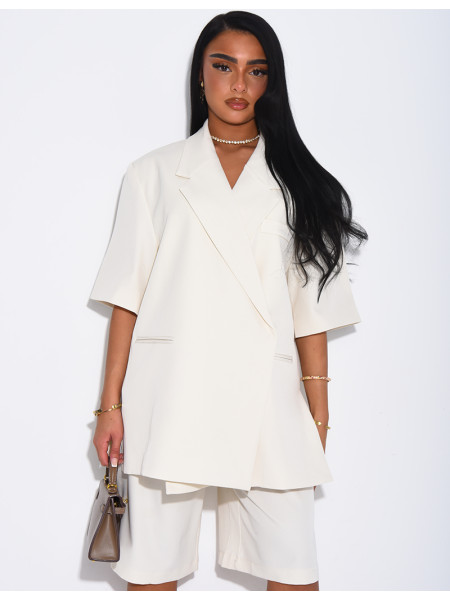 Ensemble bermuda de tailleur et blazer premium à manches courtes