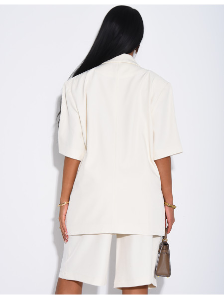 Ensemble bermuda de tailleur et blazer premium à manches courtes