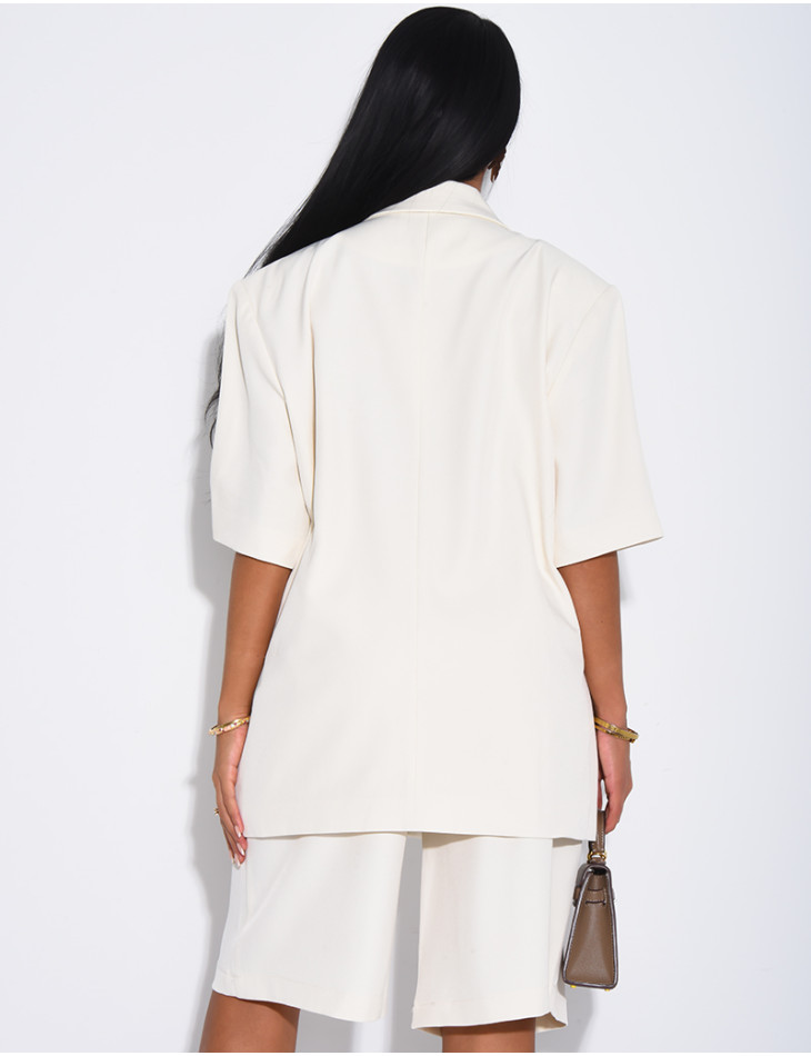 Ensemble bermuda de tailleur et blazer premium à manches courtes