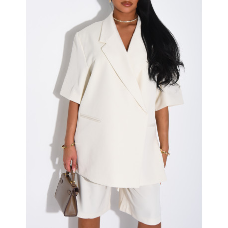 Ensemble bermuda de tailleur et blazer premium à manches courtes