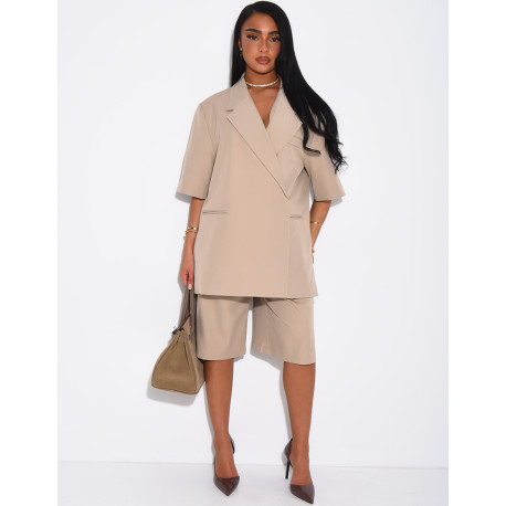 Ensemble bermuda de tailleur et blazer premium à manches courtes