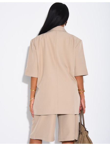 Ensemble bermuda de tailleur et blazer premium à manches courtes