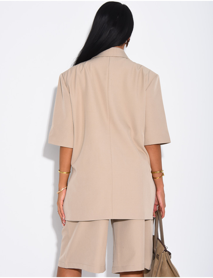 Ensemble bermuda de tailleur et blazer premium à manches courtes