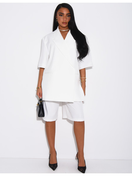 Ensemble bermuda de tailleur et blazer premium à manches courtes