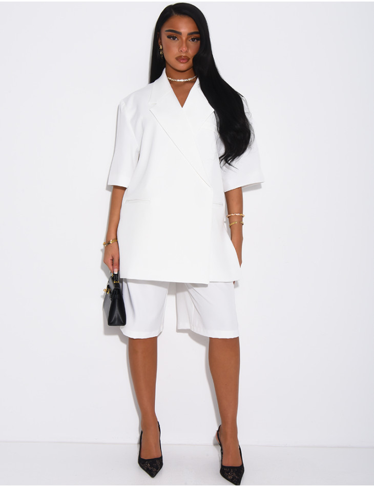 Ensemble bermuda de tailleur et blazer premium à manches courtes