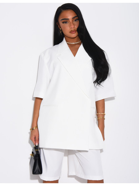 Ensemble bermuda de tailleur et blazer premium à manches courtes