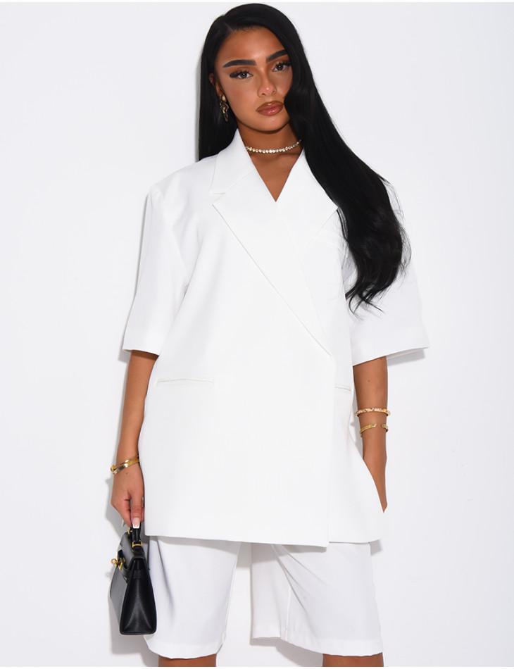 Ensemble bermuda de tailleur et blazer premium à manches courtes