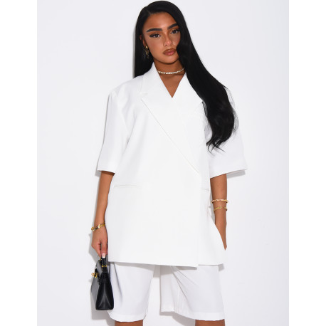 Ensemble bermuda de tailleur et blazer premium à manches courtes