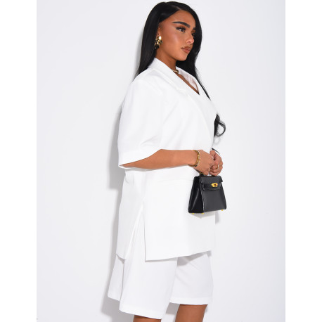 Ensemble bermuda de tailleur et blazer premium à manches courtes
