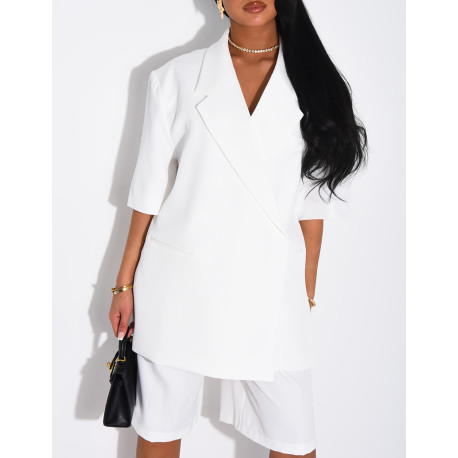 Ensemble bermuda de tailleur et blazer premium à manches courtes