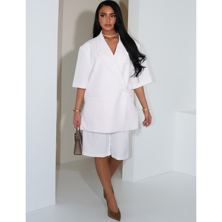 Ensemble bermuda de tailleur et blazer premium à manches courtes