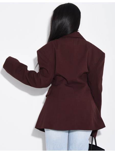 Veste de blazer épaules structurées et cintrée à la taille