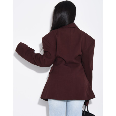 Veste de blazer épaules structurées et cintrée à la taille
