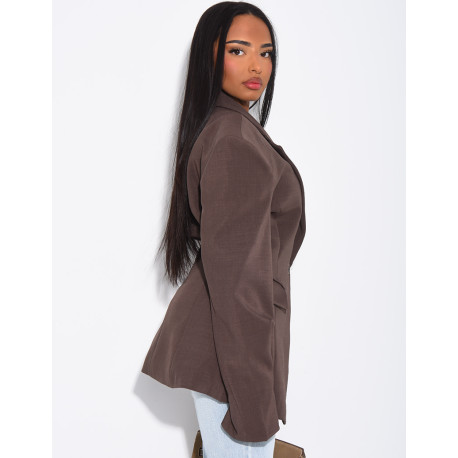 Veste de blazer épaules structurées et cintrée à la taille