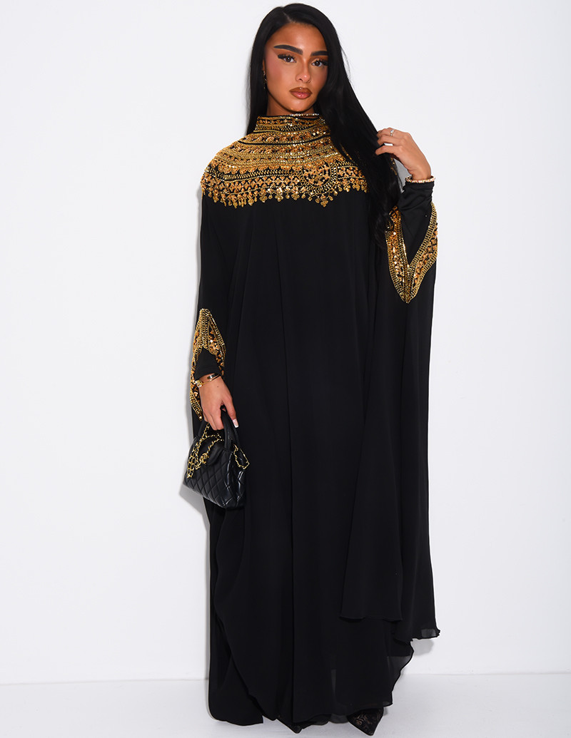 Abaya en mousseline ornée...