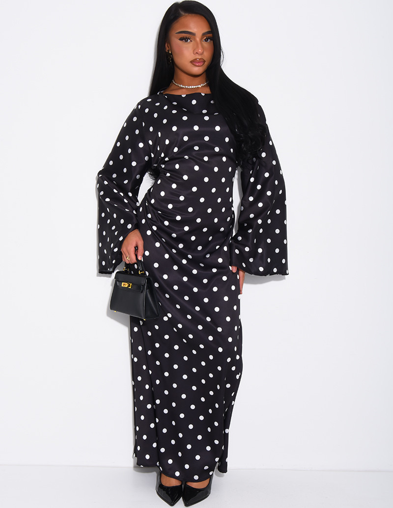 Langes Satin-Kleid mit...