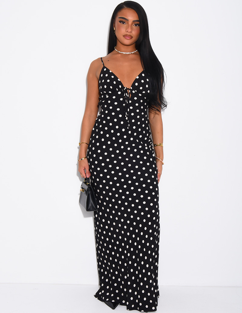 Langes Baumwollkleid mit...