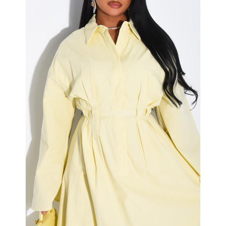 Robe chemise longue à ceinture à la taille