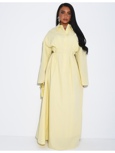 Robe chemise longue à ceinture à la taille