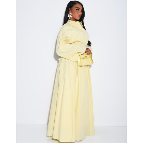 Robe chemise longue à ceinture à la taille