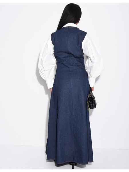 Robe longue sans manche évasée à nouer au col