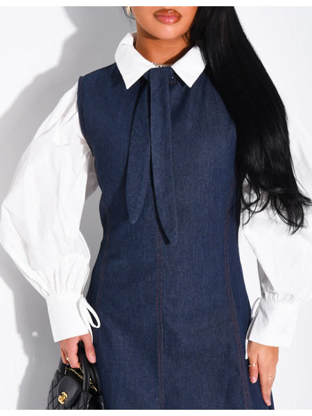 Robe longue sans manche évasée à nouer au col