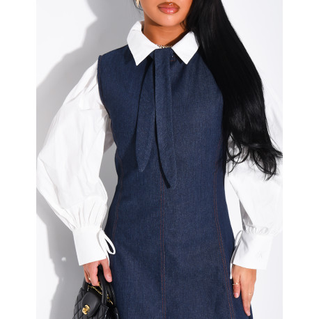 Robe longue sans manche évasée à nouer au col