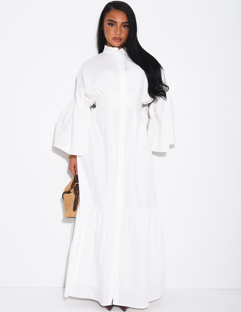 Robe chemise longue à nouer