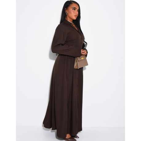 Robe longue boutonnée effet bouffante à lacer dans le dos