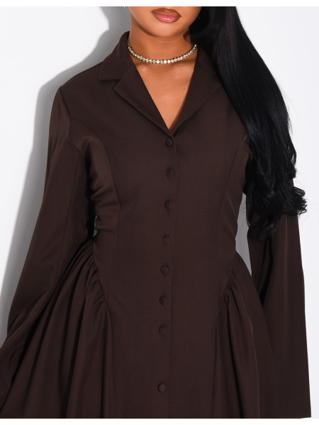 Robe longue boutonnée effet bouffante à lacer dans le dos
