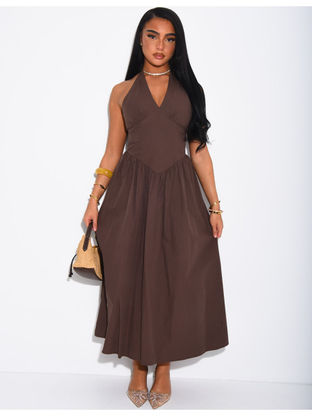 Robe mi-longue dos nu à nouer