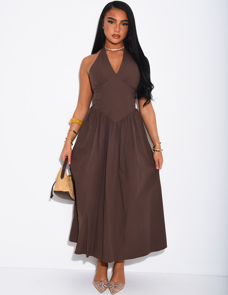 Robe mi-longue dos nu à nouer