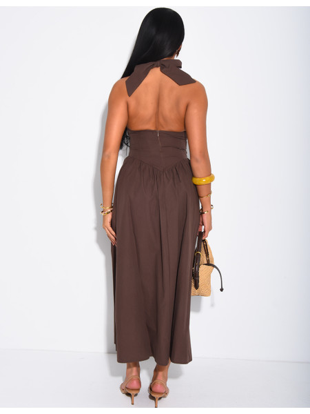 Robe mi-longue dos nu à nouer