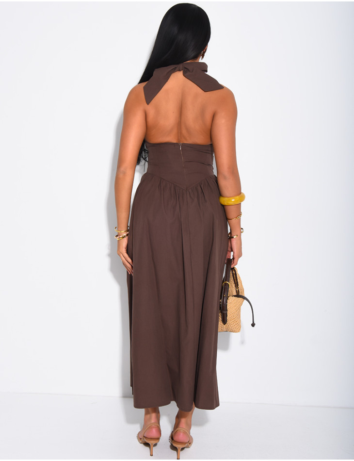 Robe mi-longue dos nu à nouer