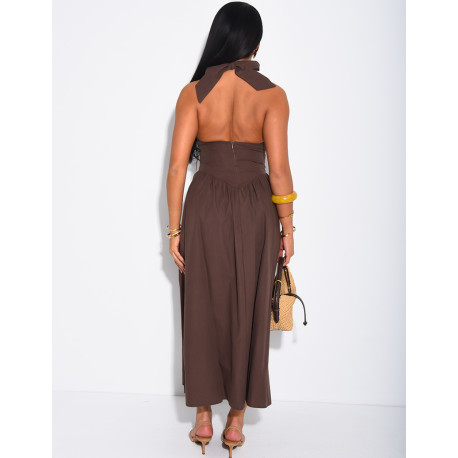 Robe mi-longue dos nu à nouer