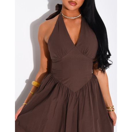 Robe mi-longue dos nu à nouer