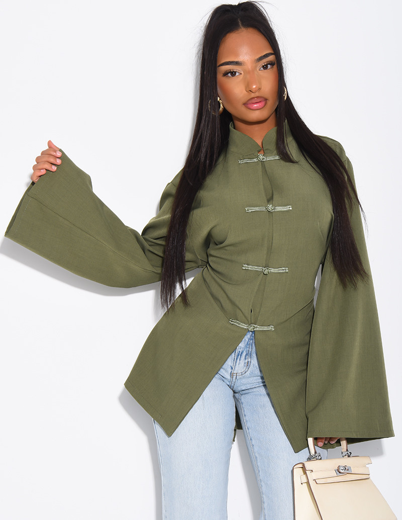 Bluse mit Stehkragen und...