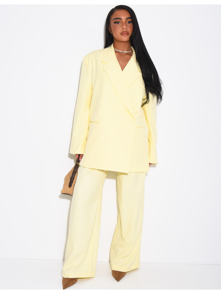 Premium oversized blazer with slits and straight-leg tailored trousers