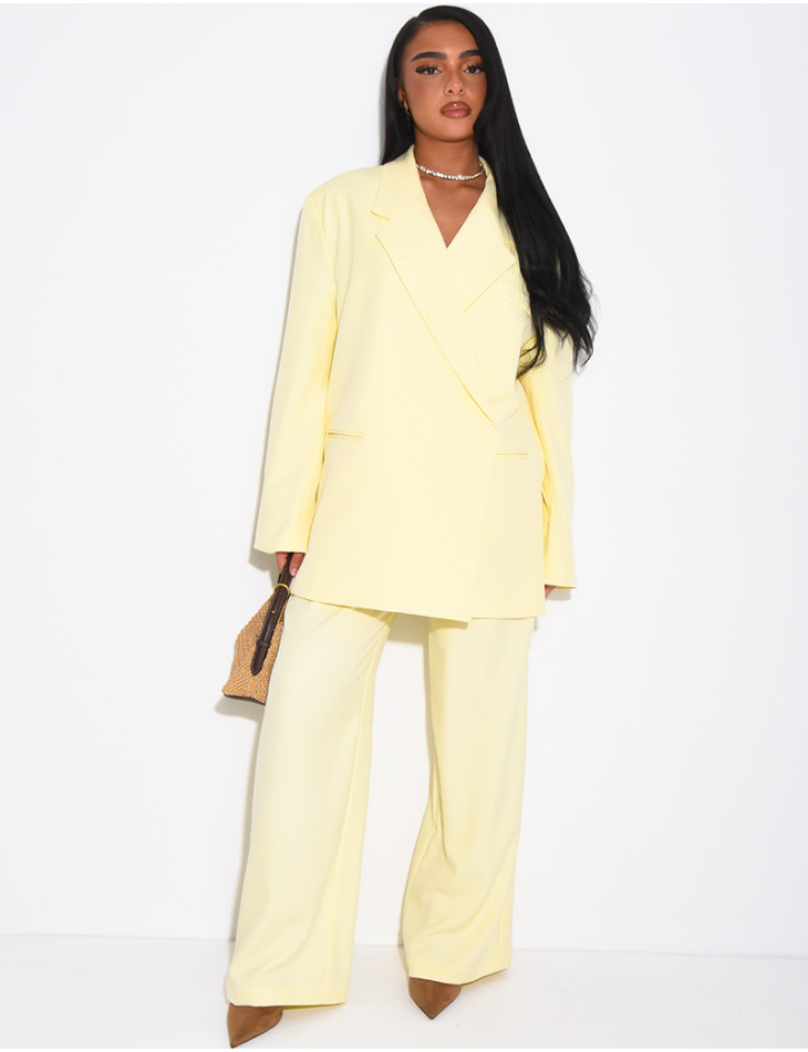 Premium oversized blazer with slits and straight-leg tailored trousers