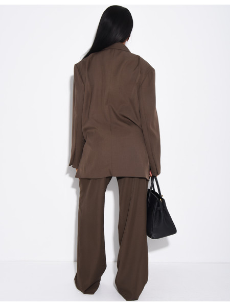 Ensemble premium blazer oversize à fentes et pantalon de tailleur droit