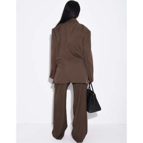 Ensemble premium blazer oversize à fentes et pantalon de tailleur droit